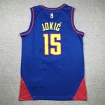 NBA 15 Jokic Nuggets 22-23 city Maillot bleu brodé